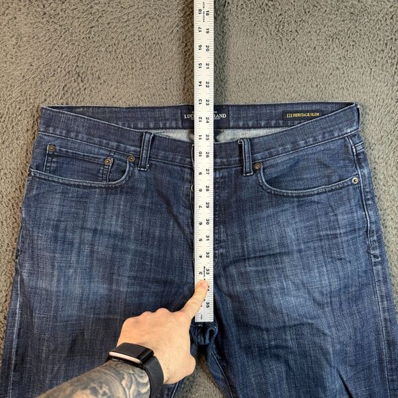 Lucky Brand Jeans Mens 36x30 Blue 121 Heritage Slim Fit Stretch Dark Wash Denim - Picture 12 of 16